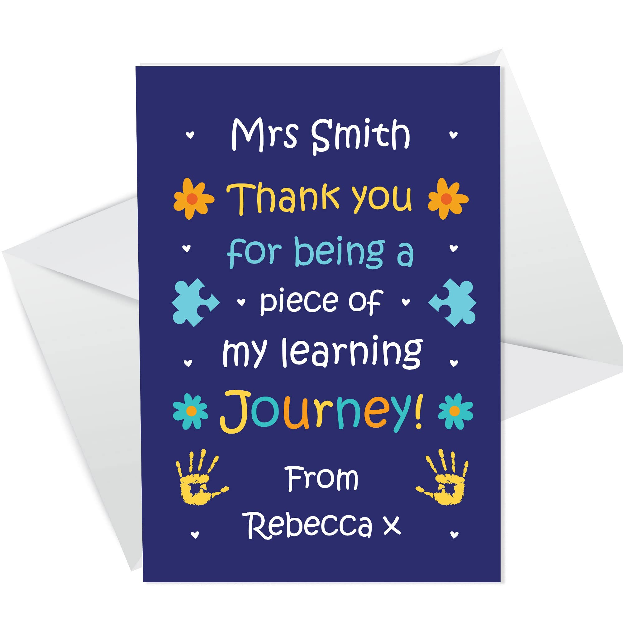 Teacher Thank You Card Personalised Teaching Assistant Nursery Teacher Childminder Card From Student