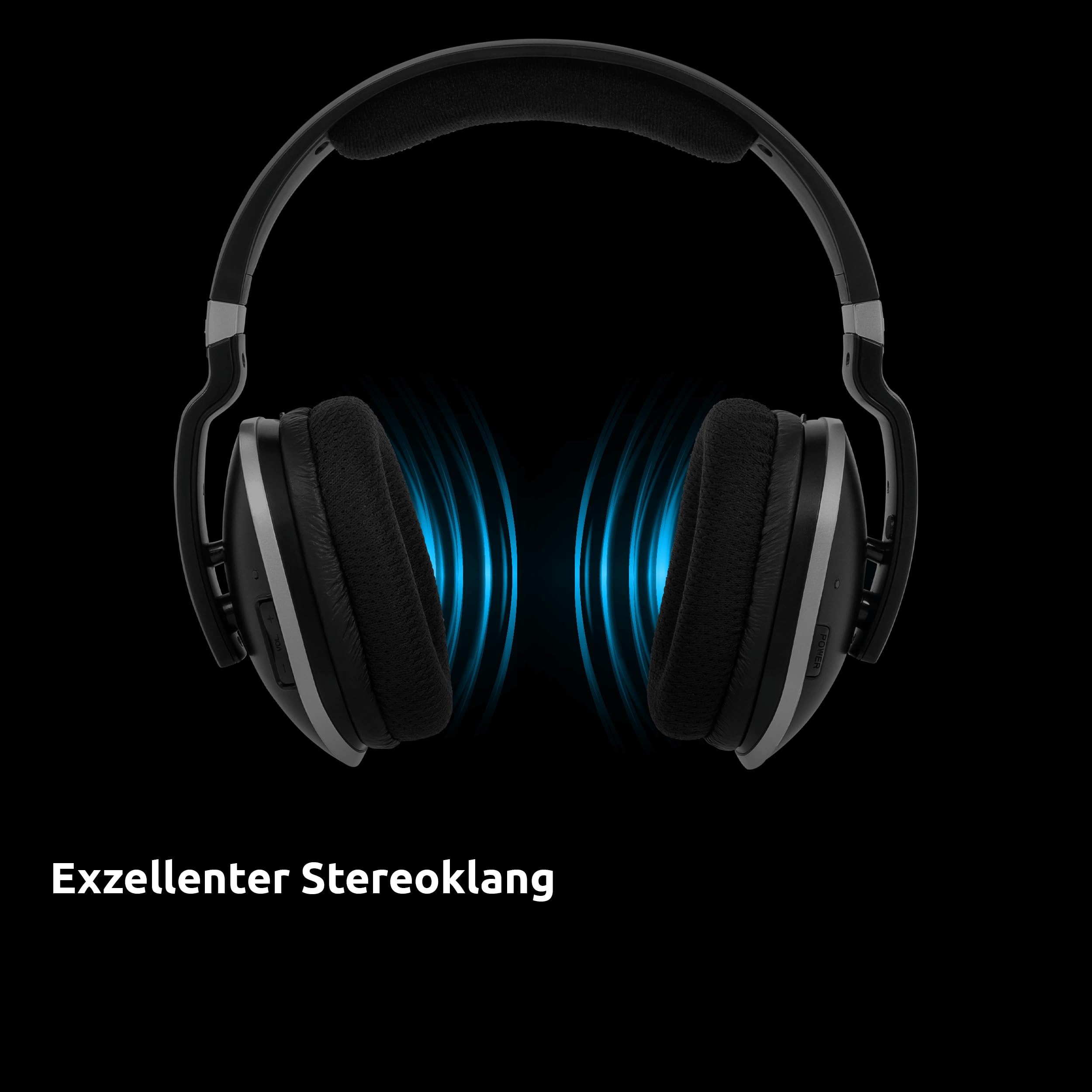 TechniSat STEREOMAN 2 V2 - kabelloser 2,4GHz Funkkopfhörer (für Fernseher und Musikanlagen, mit Dockingstation, AUX-in, Audio Eingang optisch) schwarz