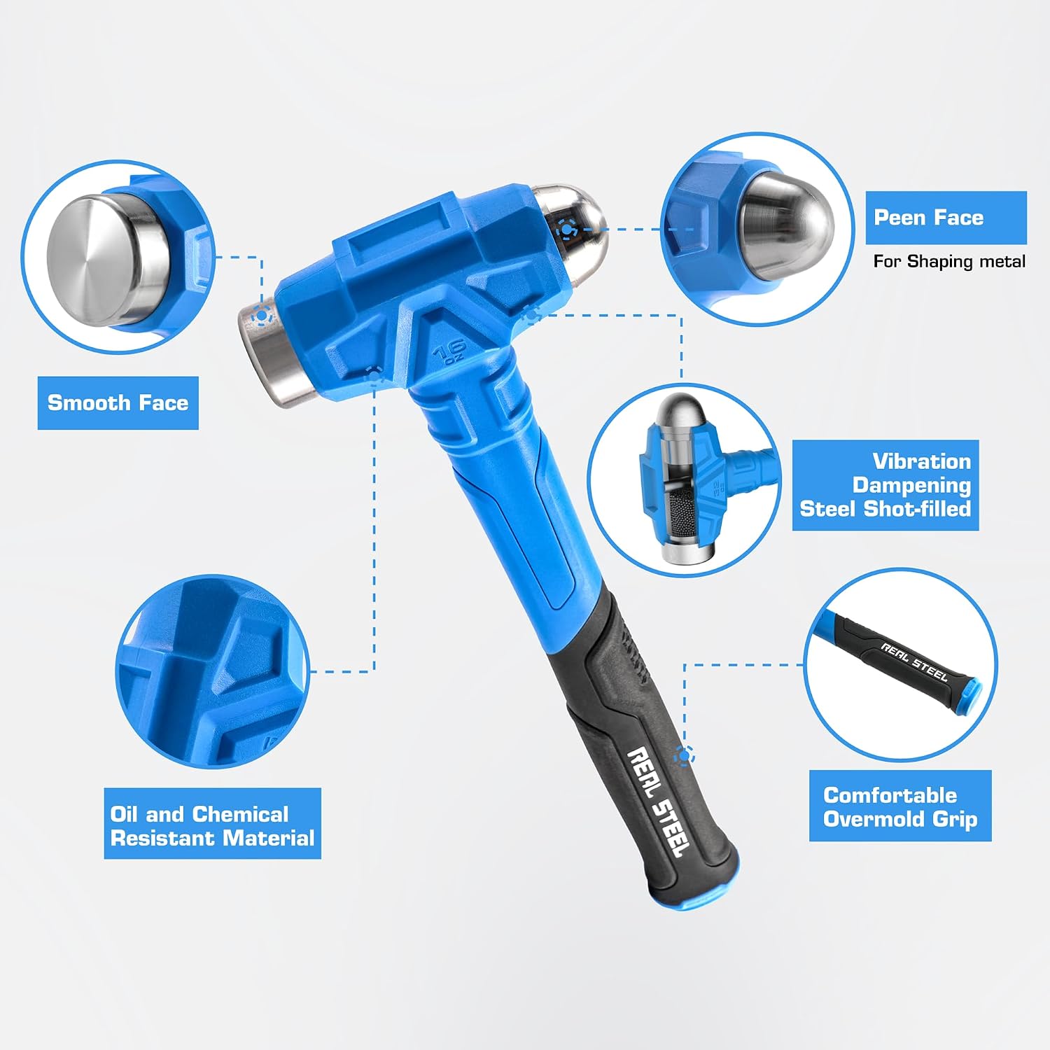 Real Steel 16 Oz Ball Peen Dead Blow Hammer 0684