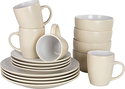 Miniatura 6 de 10 Strawberry Street Juego de vajilla Coupé de dos tonos 16 piezas verdeblanco