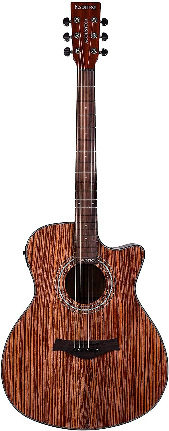 Kadence A05 Acoustica 40” Electro-Acoustic Guitar | Grand Auditorium Cutaway | Zebra Wood Top & Walnut Wood Back & Sides | EQ + Built-in Tuner | Includes Learning Course | Natural Finish