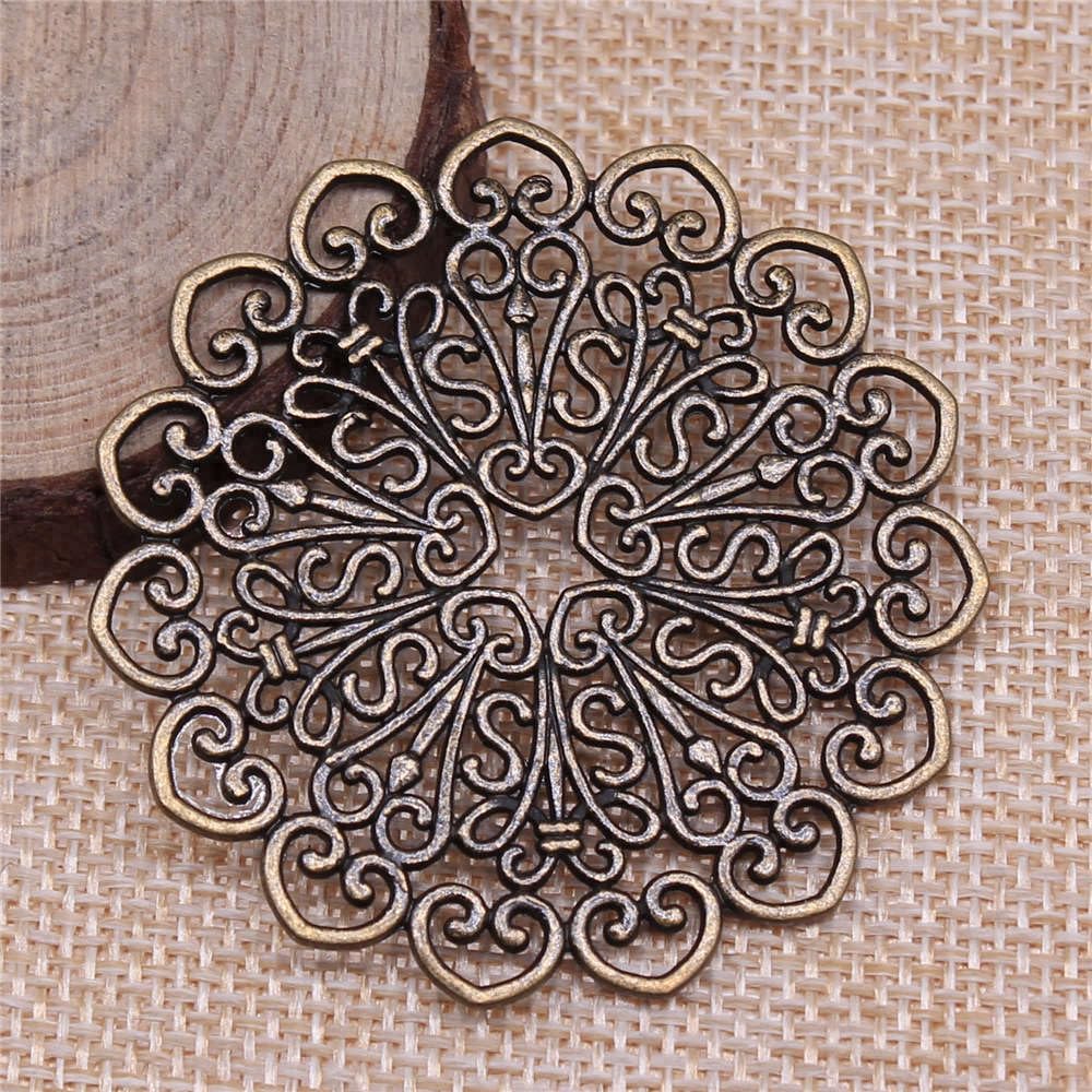 Mandala Pattern Connector for Handmade Jewelry, 53x53mm, Antique Bronze Color, 2 Pieces