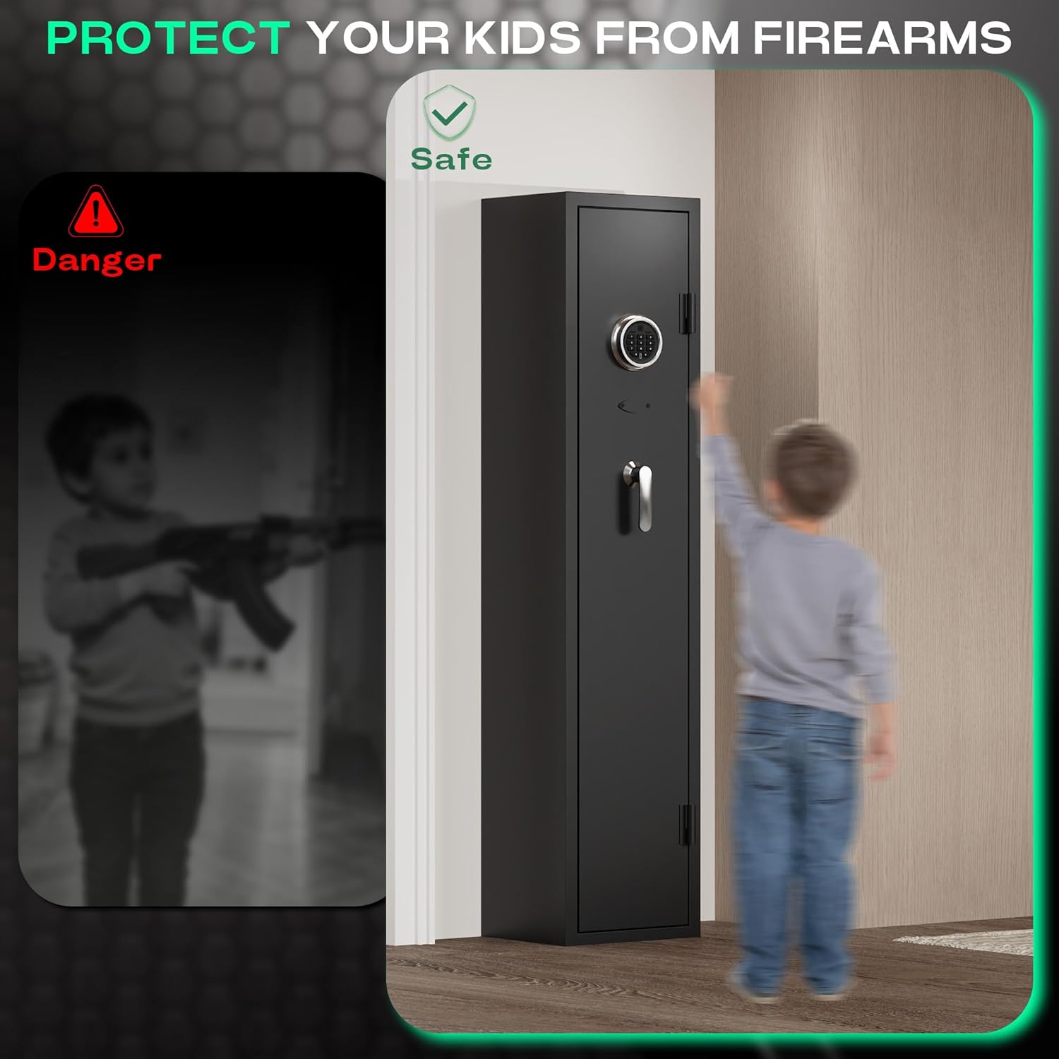 5-8 Digital Rifle Gun Safe,Gun Cabinet with Upgraded Digital Panel and LED Light,Shotgun Safes for Home Rifle and Pistols with Adjustable Rifle Rack ,Gun Safe with Alarm Function(No Assembly Required)