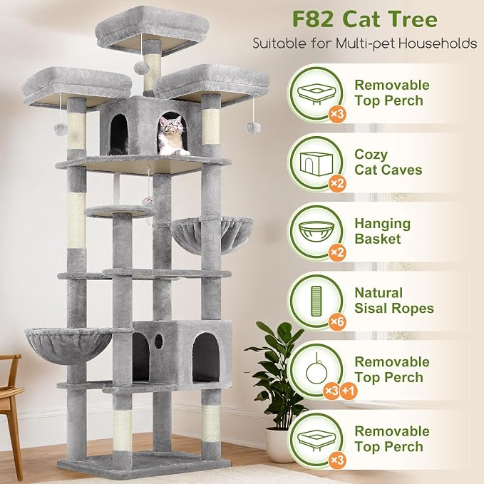 Torre para gatos XXL de 82 pulgadas para interiores miniatura 2