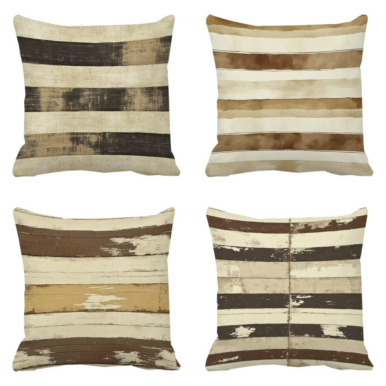 Fundas Cojines 55 x 55 cm Juego de 4 Cojines Exterior, Crema Arte Lino Impermeable Sofa Fundas Cojin de para Sofá, Dormitorio, Estar, Jardín, Coche, Decoración Del Hogar, con Cremallera Oculta m-463