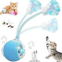 Vista 1 de Juguetes interactivos para gatos de interior, juguete automático para gatos con cola de malla elástica, bola rodante eléctrica en alfombra, gato que