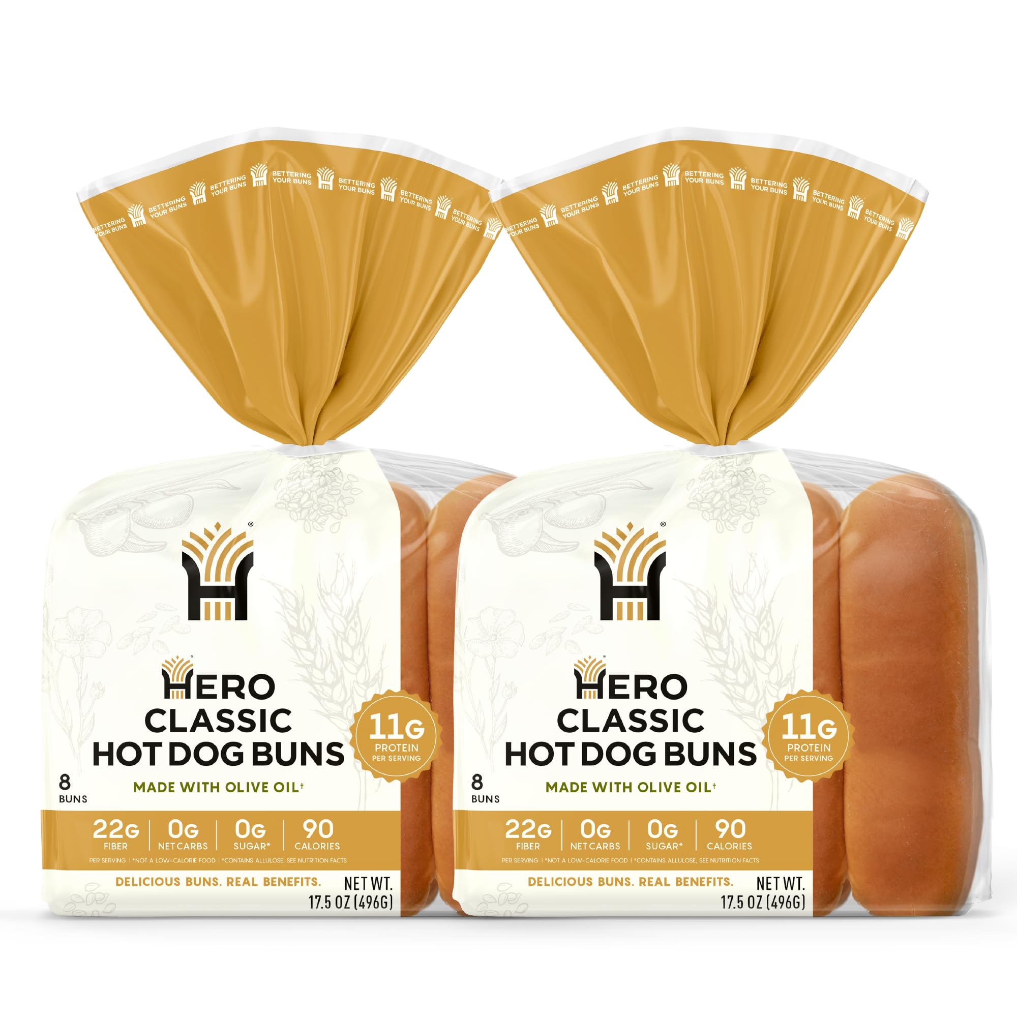 bun Amazon.com: Hero Classic Hot Dog Bun - Delicious Rolls & Net Low