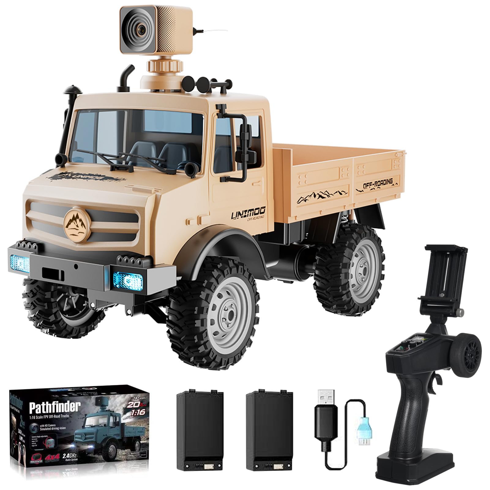 1 16 Scale Remote Control Trucks 2 4GHz RC Car with 720P Camera 20km h High Speed Full