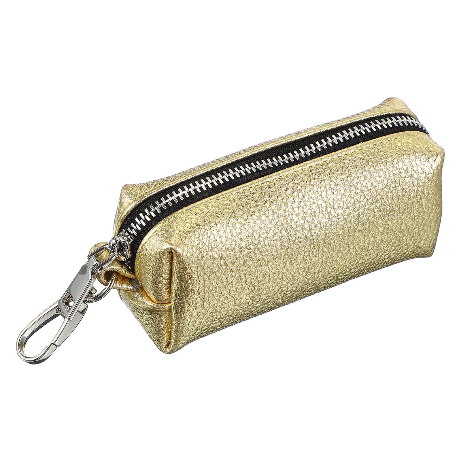 uxcell Leather Coin Purse, Leather Car Key Holder Bag Hand-held Change Purse Keychain Pouch Small Coin Pouch with Key Ring for Women and Men, Golden
