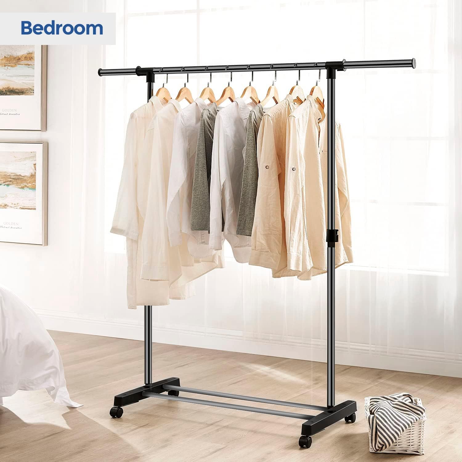 edihome Clothes Rack in a bedroom setting