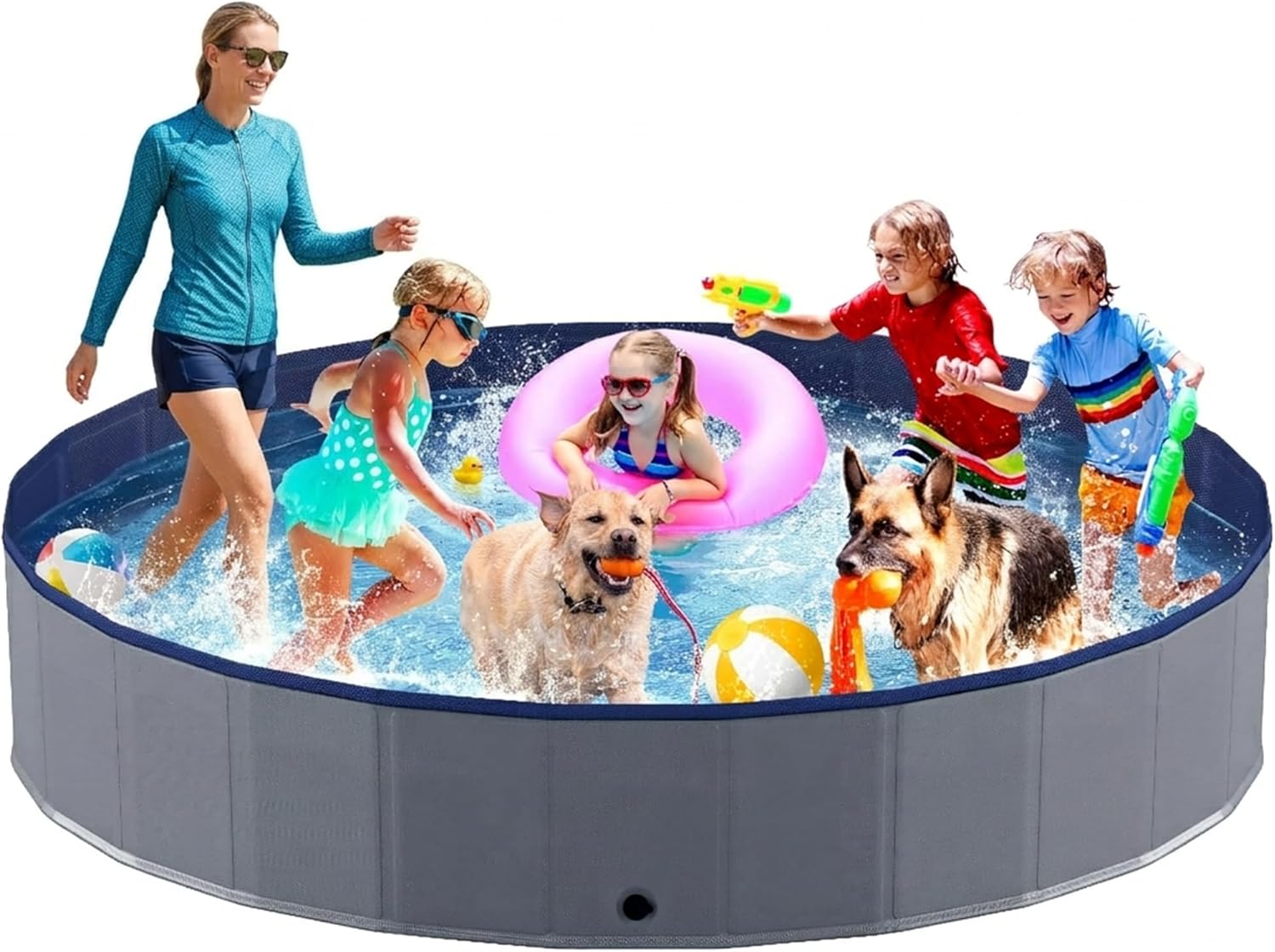 Niubya Foldable Dog Pool, Collapsible Hard Plastic Dog Swimming Pool, Portable Bath Tub for Pets Dogs and Cats, Pet Wading Pool for Indoor and Outdoor, 32 x 8 Inches