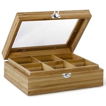 Bredemeijer 6 Compartment Tea box made of Bamboo with windows