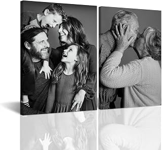CCWACPP 2 Piece Personalized Picture to Canvas Print Wall Art Custom Canvas Your Photo for Wedding Family Lover Kid Baby (2 Panel Frame, 4" Wx6 H(10x15cm))