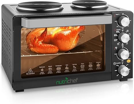 NutriChef 30 Quart Kitchen Convection Oven & 2 Burner Cooker