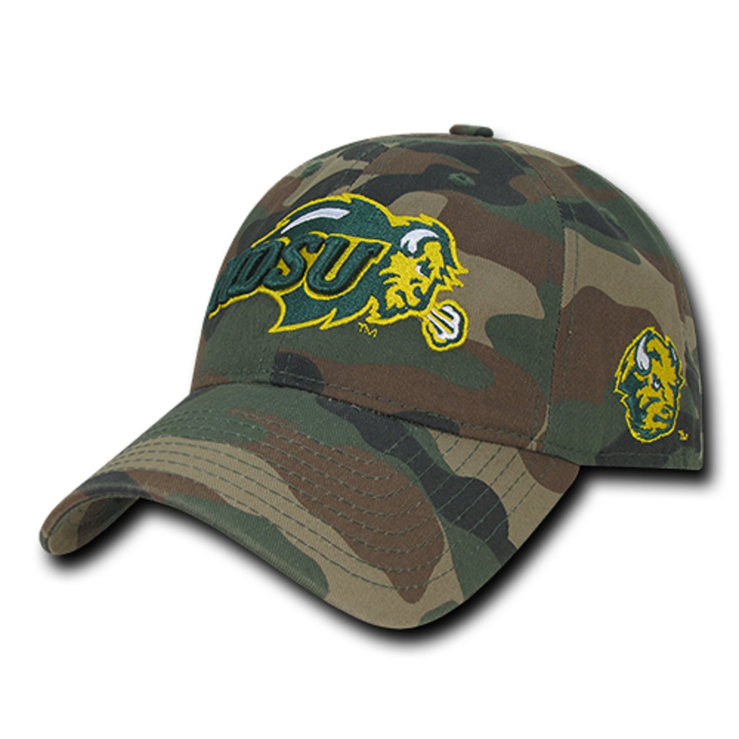 University of North Dakota State NDSU Bison Thundering Herd Woodland Camo Camouflage Cotton Polo Style Baseball Ball Cap Hat
