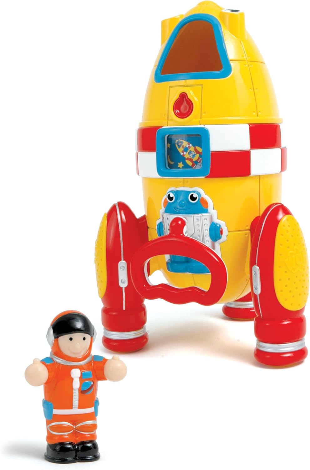 WOW Toys Ronnie the Rocket – Friction Powered Space Rocket with Astronaut & Countdown Sounds | No Batteries, Durable Toddler Toy for Ages 1–5