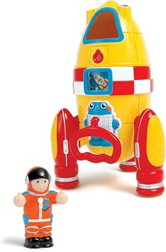 WOW Toys Ronnie the Rocket Friction Powered Space Rocket with Astronaut & Countdown Sounds | No Batteries, Durable Toddler Toy for Ages 15