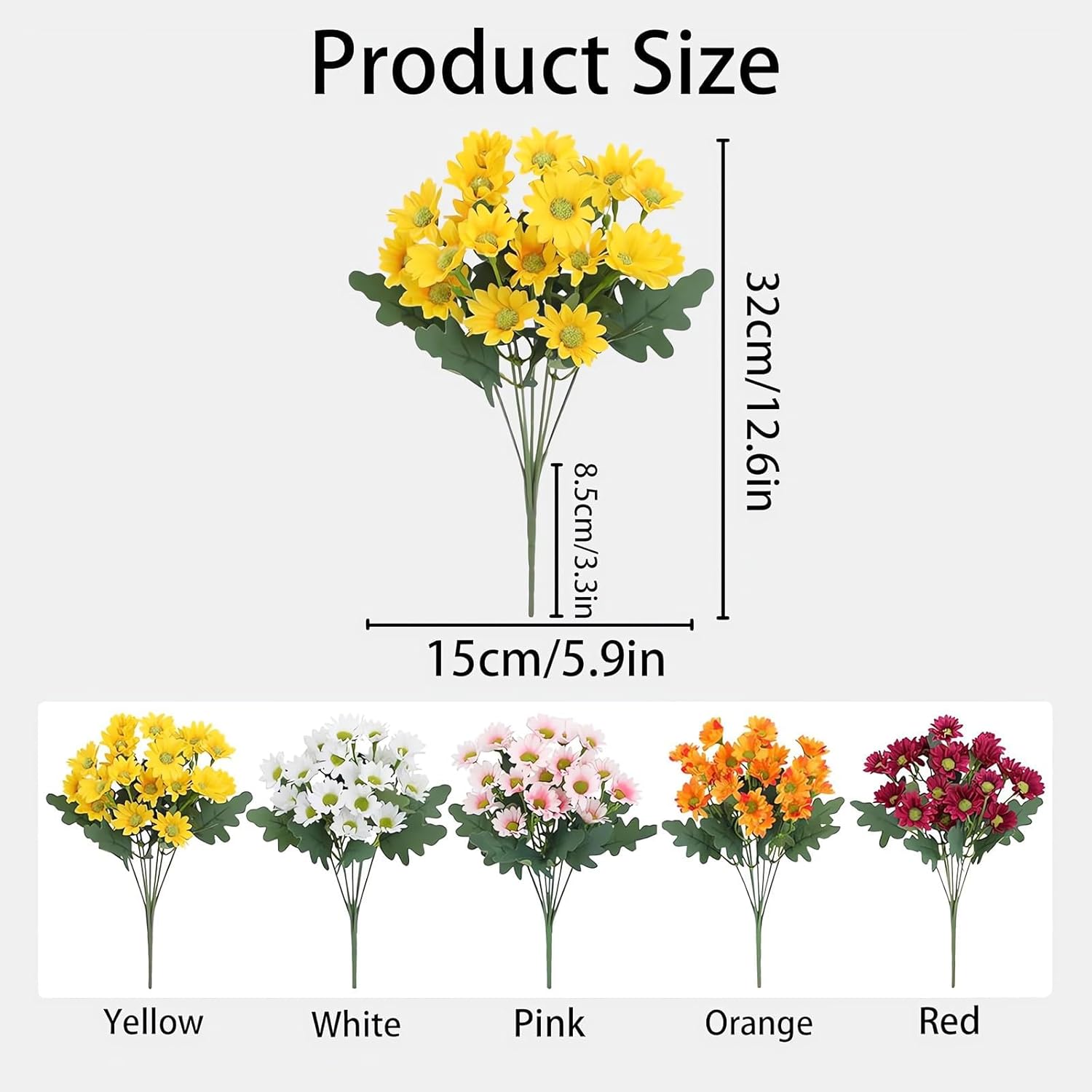 Artificial Outdoor Sunset Mums Flowers - Artificial Mums for Outdoors Look Real, Fall Mum Flowers Outdoor Potted, Realistic Fake Flower for Porch, Garden & Home Fall Decorations (20, A-Orange)
