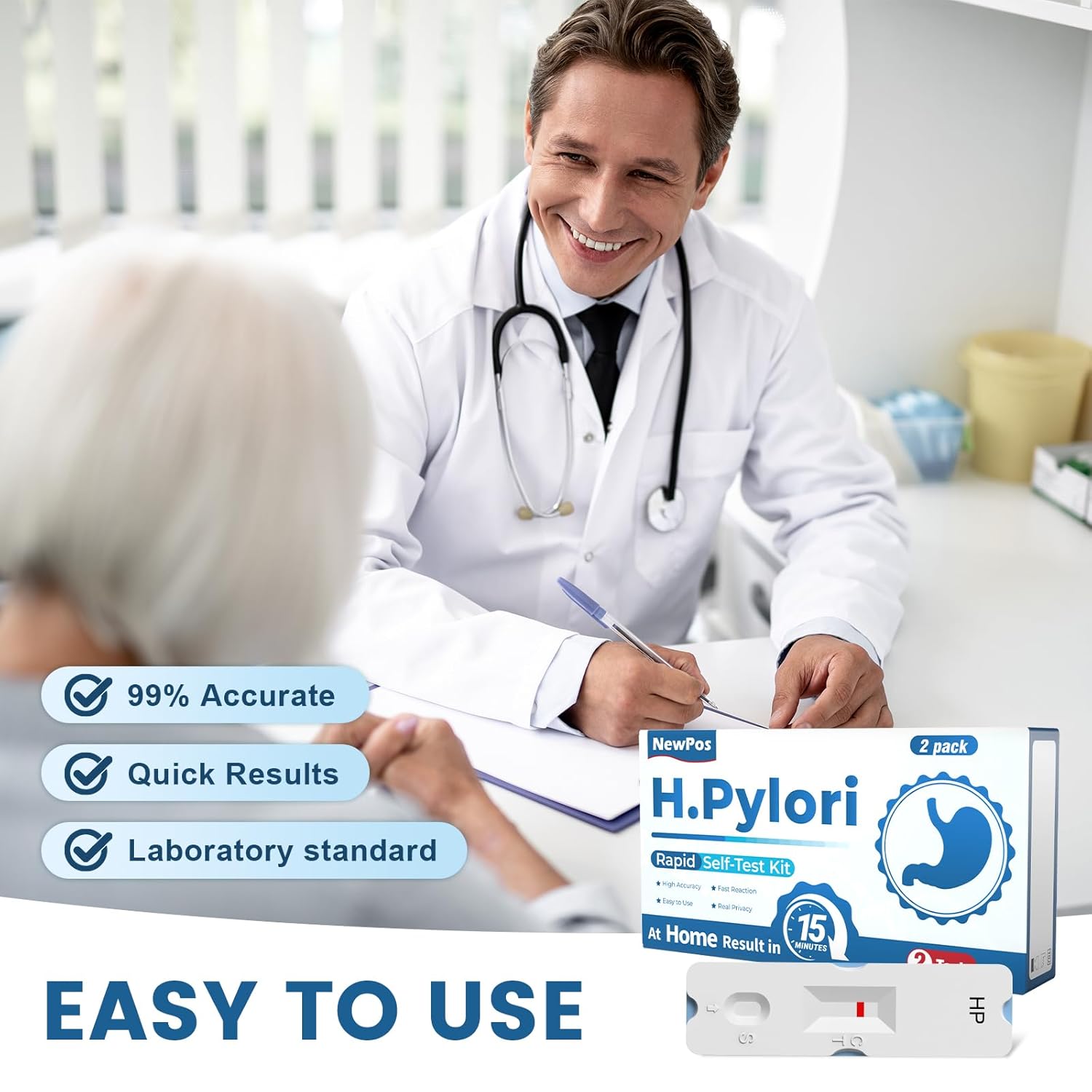 H Pylori Test Kit – 2 PCS H. Pylori Test, H-Pylori Stool (Antigen) Self-Test for Home Use, 99.9% Accurate, Fast 10-15 Min Results, Easy to Use, No Lab Needed