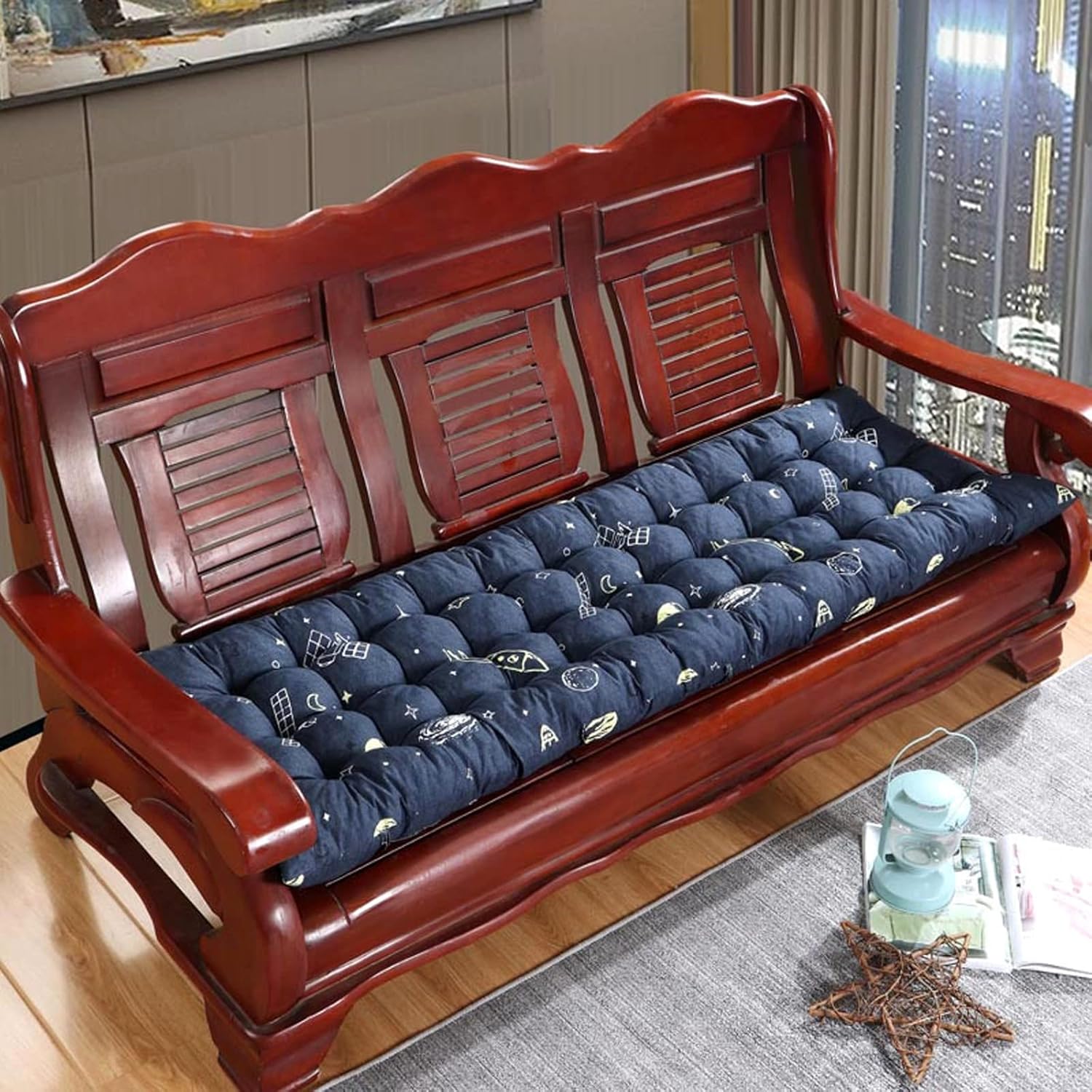 Garden Bench Seat Cushions, Thicken Patio Bench Cushion, Swing Chair Cushion Seat Pads, for Indoor/Outdoor Hanging Chair Cushion (Style 11 53x53cm)