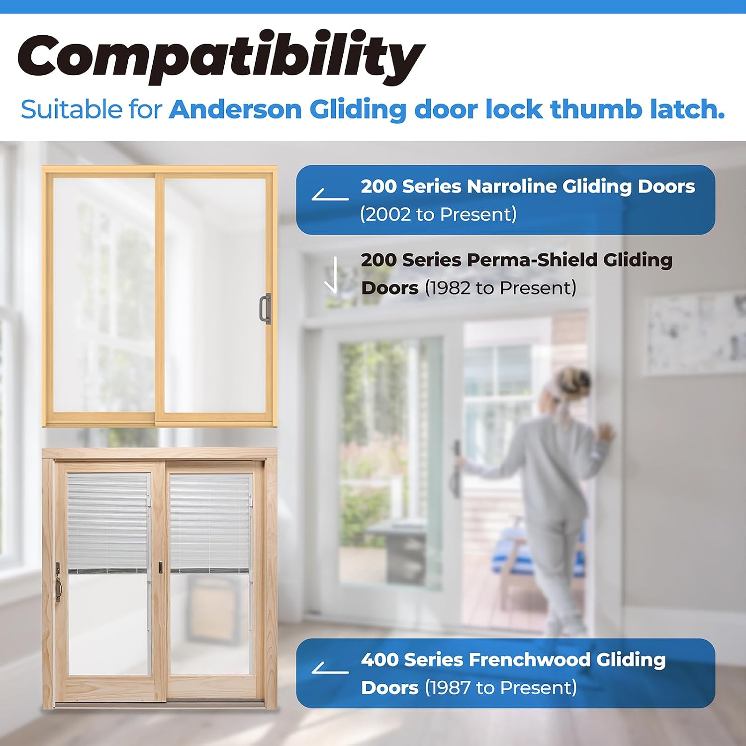 2573609 Replacement Andersen Gliding Door Thumb Latch Compatible with Andersen Sliding Glass Door Lock, Fits for Andersen Narroline Gliding, Frenchwood Gliding Doors and Perma-Shield Gliding Doors