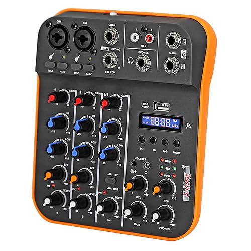5 Core Audio Mixer 4 Channel DJ Soundboard USB Interface Bluetooth XLR Mixing Console w Repeat & Delay Effect +48V Phantom Sound Board for Karaoke Studio Streaming Recording - MX 4CH ORG