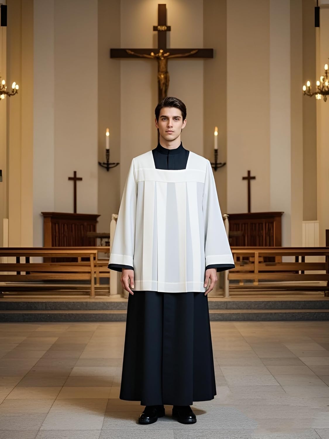 Catholic Premium Clergy Cassock White Pleated Surplice Church Robes for Men Church Vestment - Image 6