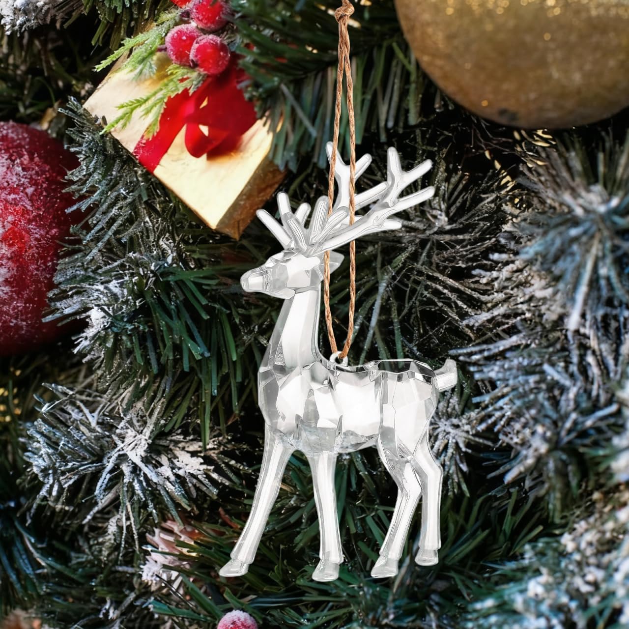 Baluue 2Pcs Acrylic Reindeer Christmas Ornaments, Clear Elk Deer Figurines for Crafts, Standing Plastic Animal Statue for Winter Holiday Tabletop Decor, Xmas Tree Pendants - Image 4