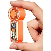 Portable Mini Handheld Fan, 100 Speed Adjustable Pocket Fan with Digital Display, USB-C Rechargeable Personal Fan, Long Battery Life, Small Cooling Fan for TravelOrange