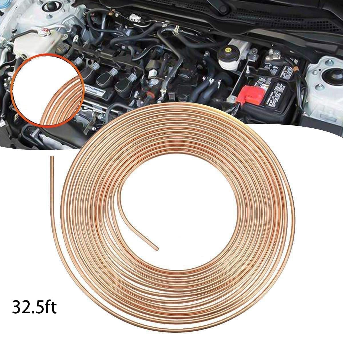 32.8 Ft Brake Pipe Copper-plated Steel Pipe 3/16 Inch Car Replacement