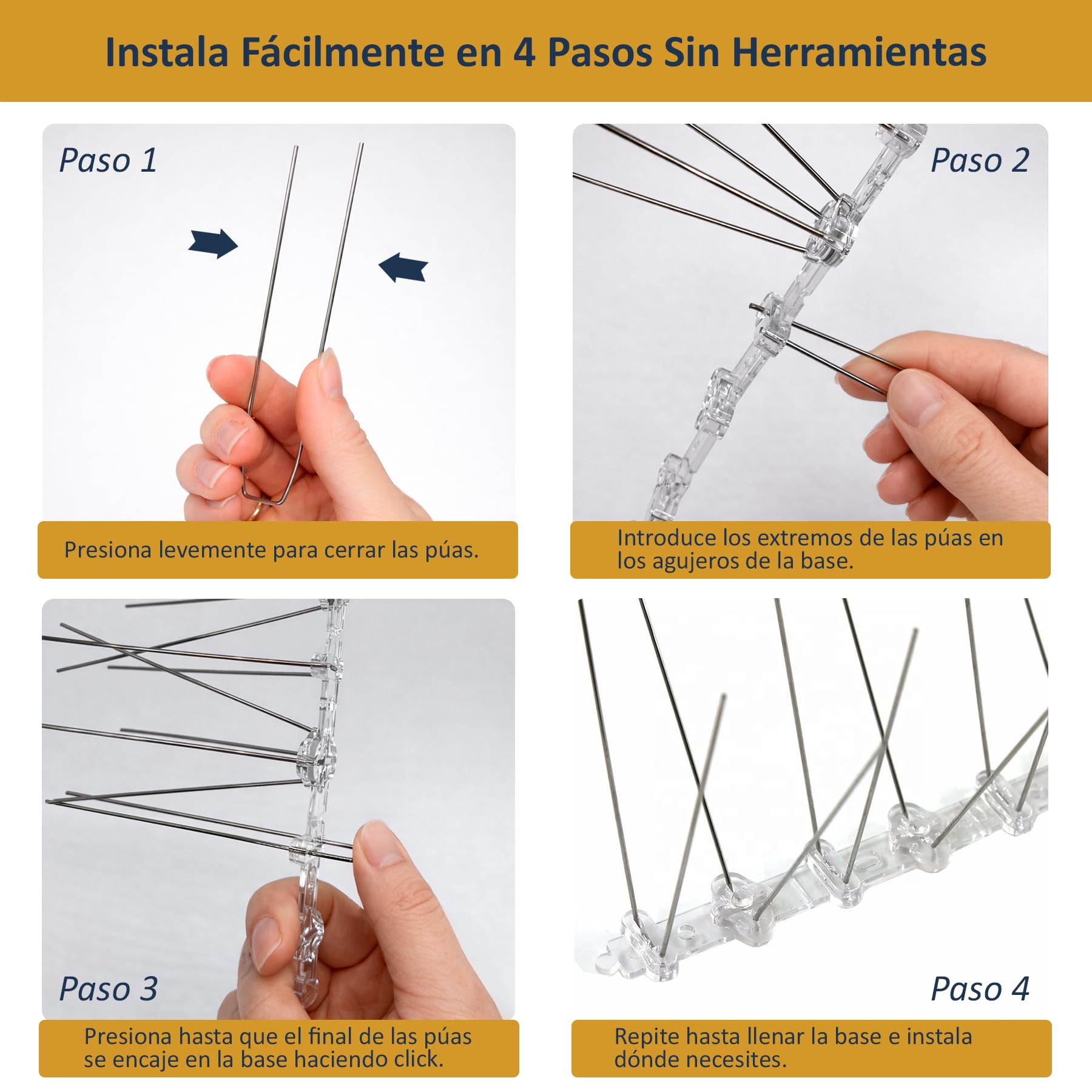 Cia&Co Taubenabwehr Spikes Edelstahl Modular – Flexibles Taubenabwehrsystem mit Vorperforierung alle 5 cm – Vogelabwehr für Balkon, Terrasse, Fassade und Dach (15 Meter)