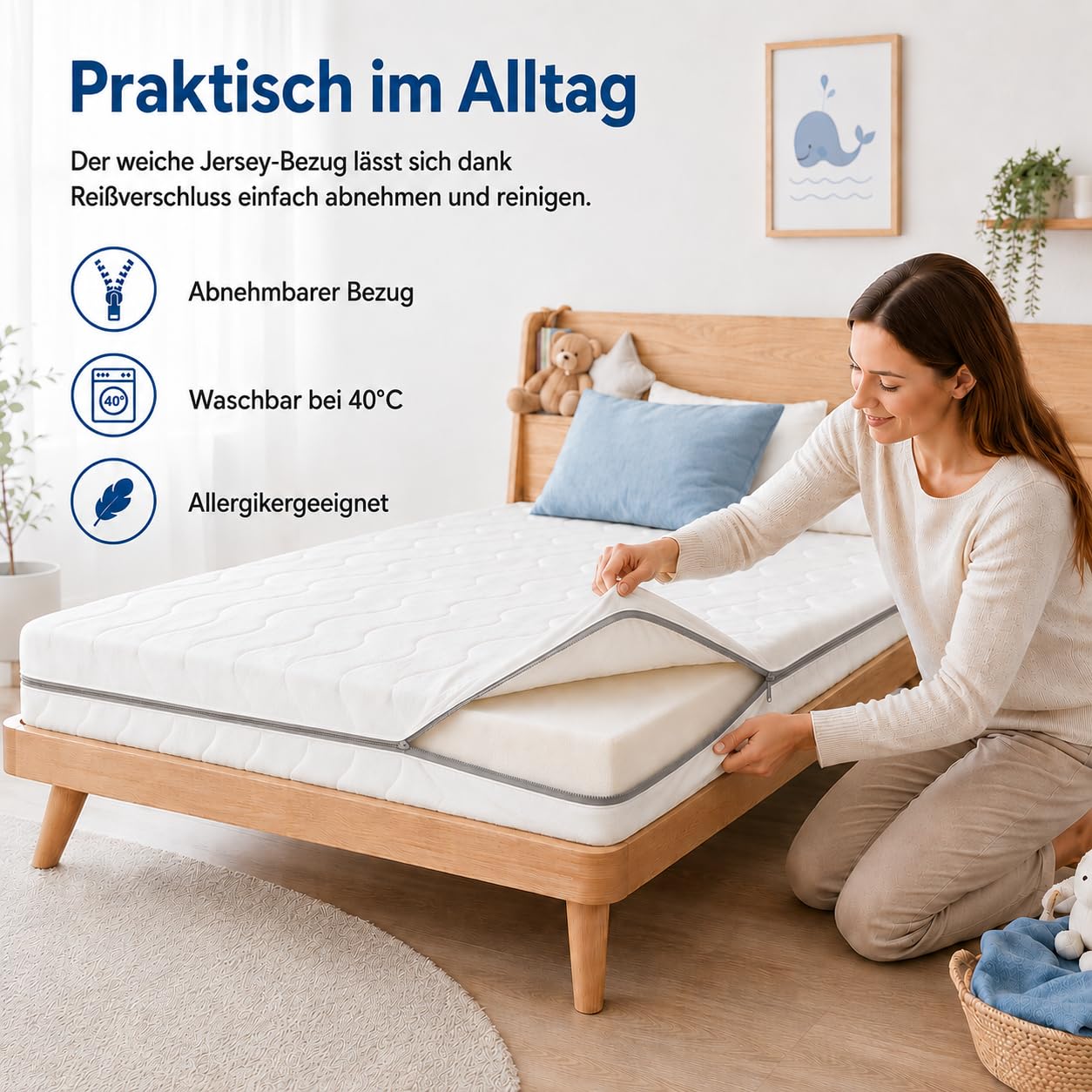 Easy Active Matelas en mousse froide pour enfant Disponible en 4 couleurs et 15 tailles différentes, housse facilement amovible et lavable
