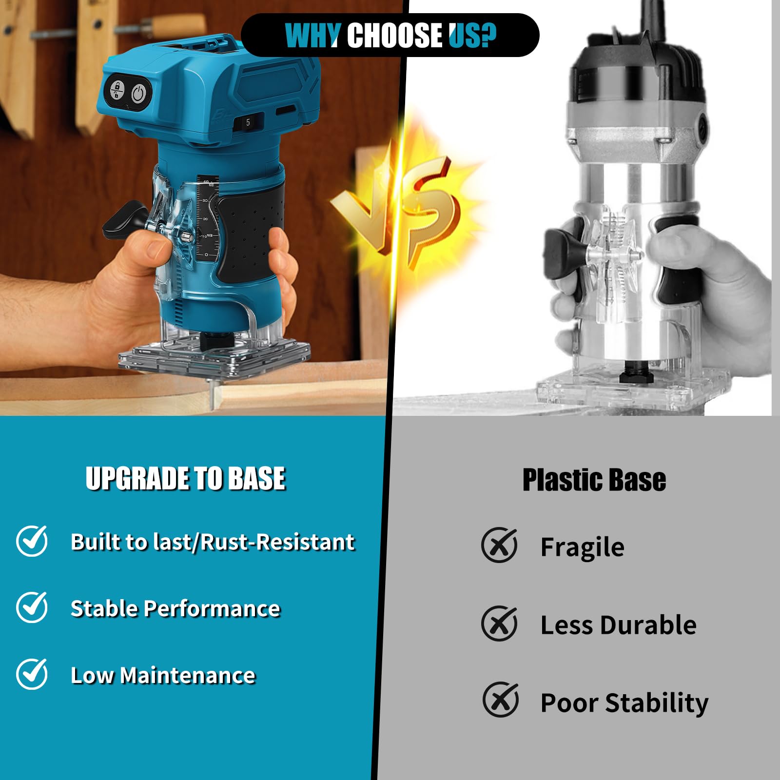 Makita 18V Fresa a Batteria 800W Senza Spazzole 5 Velocità 6,35mm 30000 giri/min