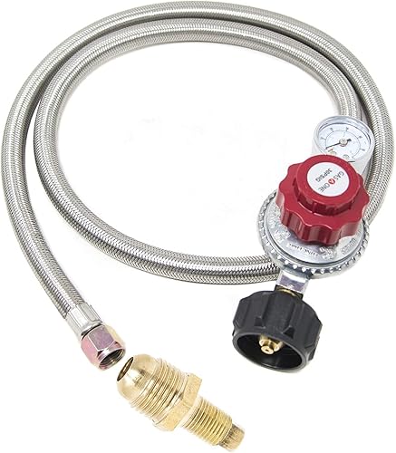 GasOne Regulador de propano 2123+50105 y manguera de 0-30PSI con adaptador de montaje macho, 4 pies