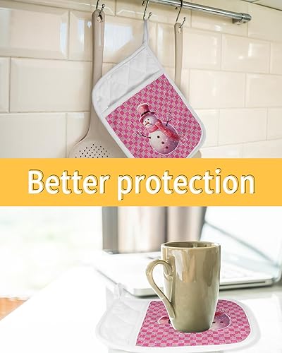 Miniatura 43 de Juego de 4 agarraderas de tela de rizo antideslizantes y aislantes de calor con bolsillo, guantes gruesos para horno, posavasos para hornear