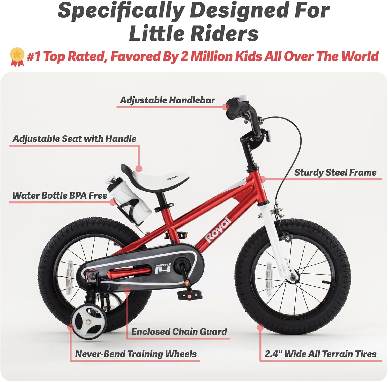 RoyalBaby Kids Bike Freestyle Classic 12 14 16 18 Inch Children Bicycle for Ages 3-10 Years Toddler to Big Kids