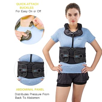 TLSO Thoracic Full Back Brace for Men Women for Kyphosis, Post Op Recovery, Compression Fractures, Scoliosis, DDD, Herniated Discs, Adjustable Thoracic Lumbar Spine Support(Size M)