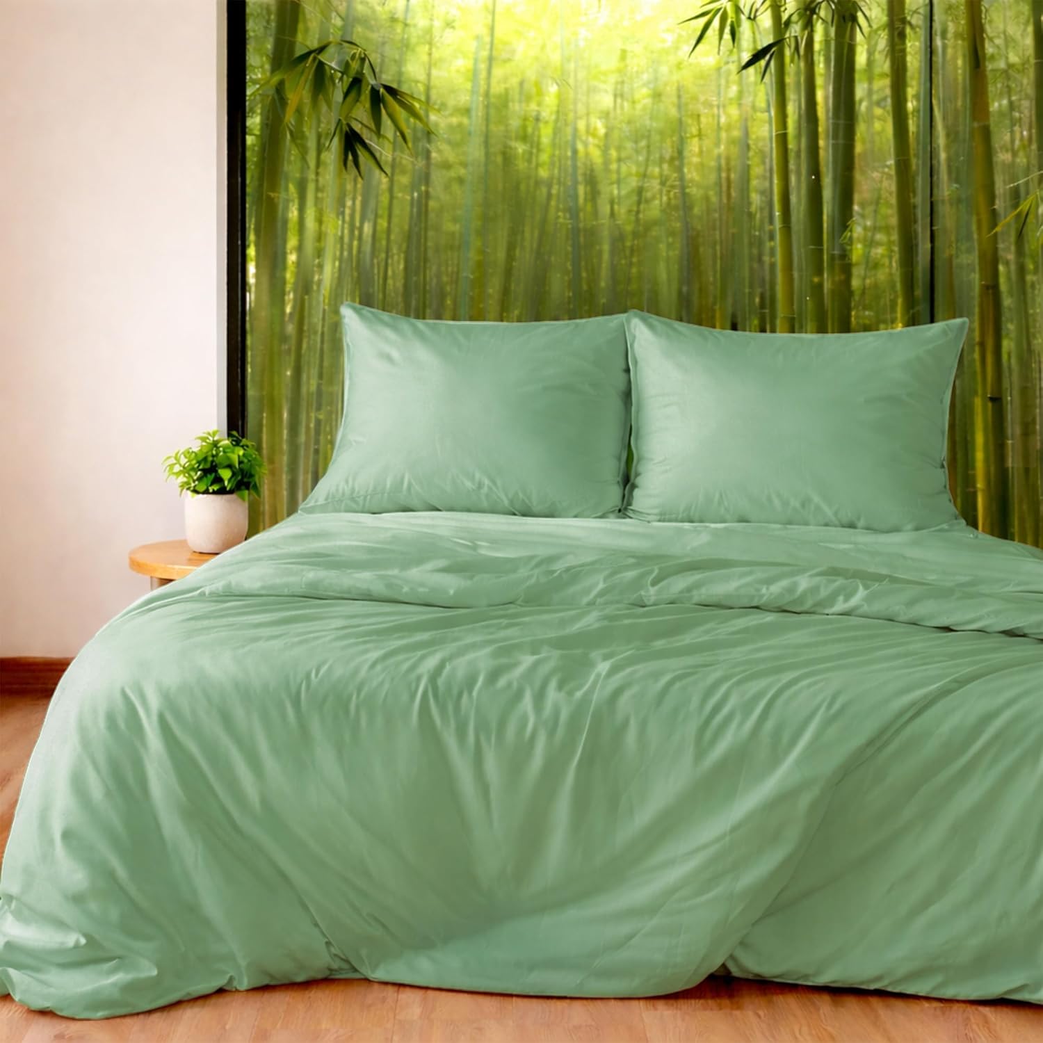 Cooling Queen Duvet Cover Set, 3-Piece - 100% Organic Bamboo Viscose - Silky Soft & Breathable Comforter Cover for Hot Sleepers & Sensitive Skin (White, 90"x90")
