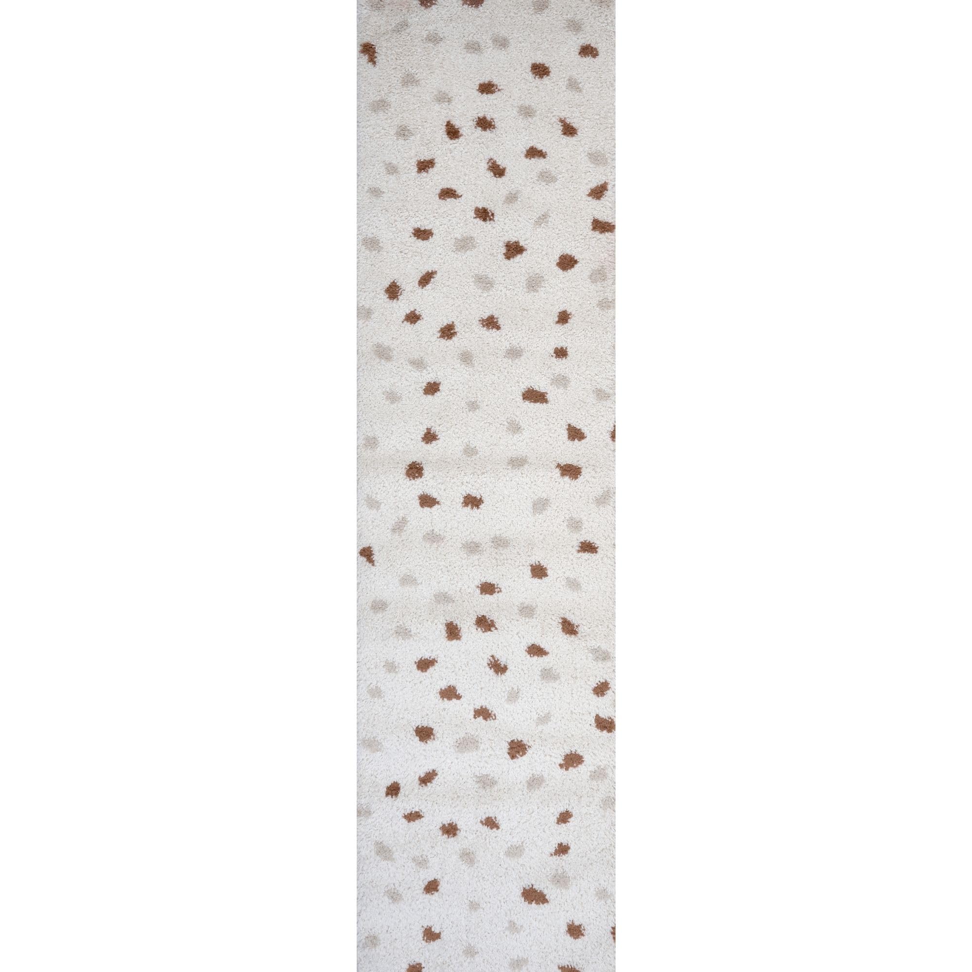 B&Q -  Moodi Shaggy Light Beige/terra Biscotti Rug Runner Dots Thick High Pile For Living RoomsBedroomsHallwaysKitchens