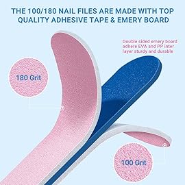 TsMADDTs Nail Buffers and Files, 6PCS Buffer Blocks, 6PCS 100 180 Grit Files, Professional Manicure Tools Kit, Nail Care Tools Kit for Women