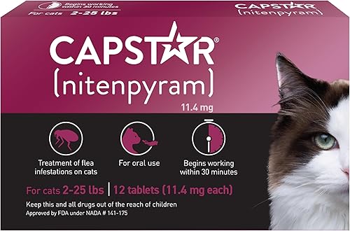 Miniatura 1 de CAPSTAR (nitenpyram) Tratamiento bucal de pulgas para gatos, tabletas de acción rápida que comienzan a matar pulgas en 30 minutos, gatos de 2 a 25
