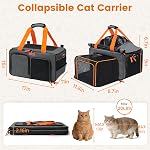 Cat Carrier Soft Sided Airline Approved for Small Pet Dog Travel | Foldable Top Loading Bag for Medium Animal Kitten Puppy Long Car Trip, Expandable Large Carriers for Kitty Under 20 lb