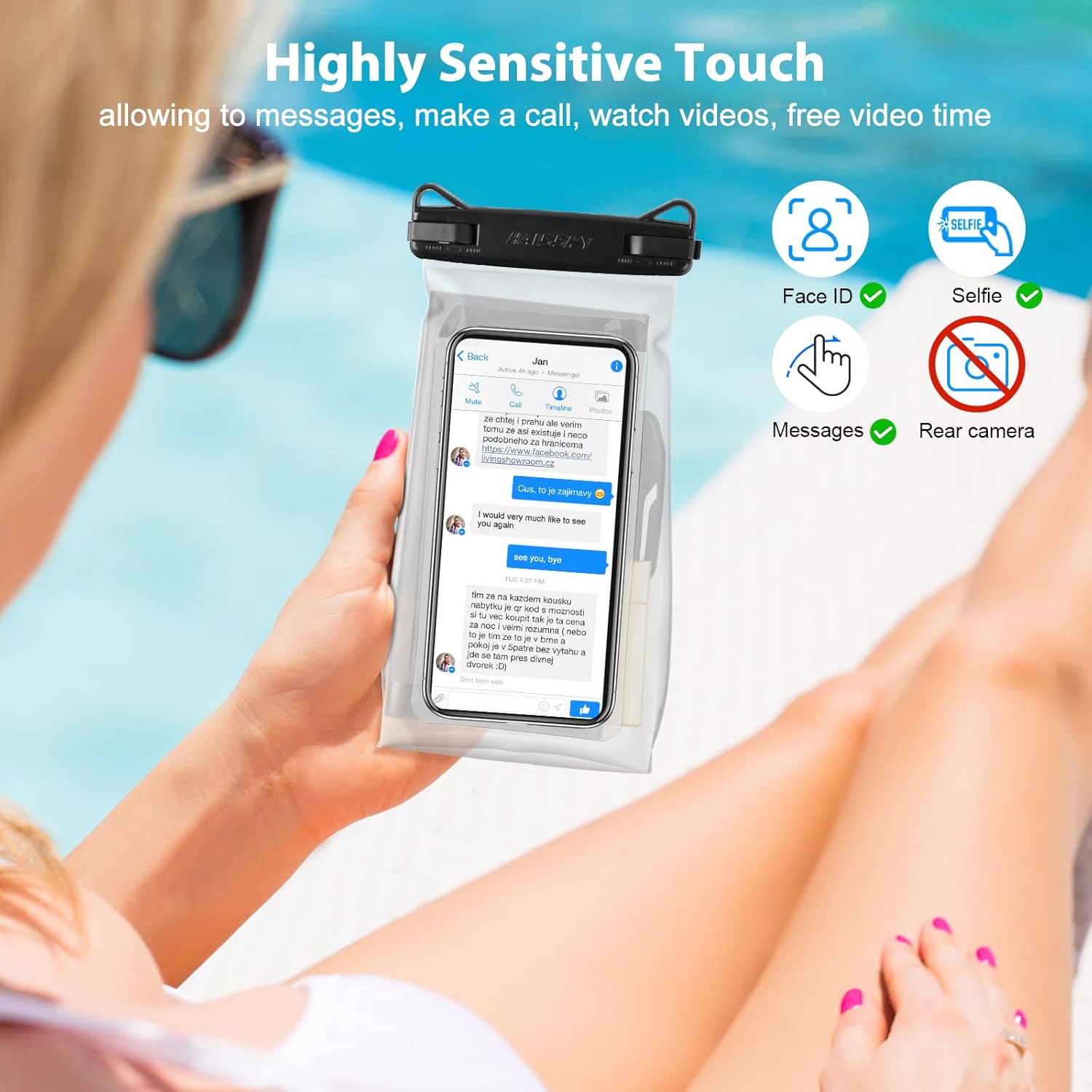 HAISSKY Large Waterproof Phone Pouch Floating Dry Bag for iPhone 13 12 11 Pro Up to 6.9" Waterproof Bag with Adjustable Strap, Sunscreen Glasses Storage Dry Bag for Swimming Beach Water Parks (1 Pc)