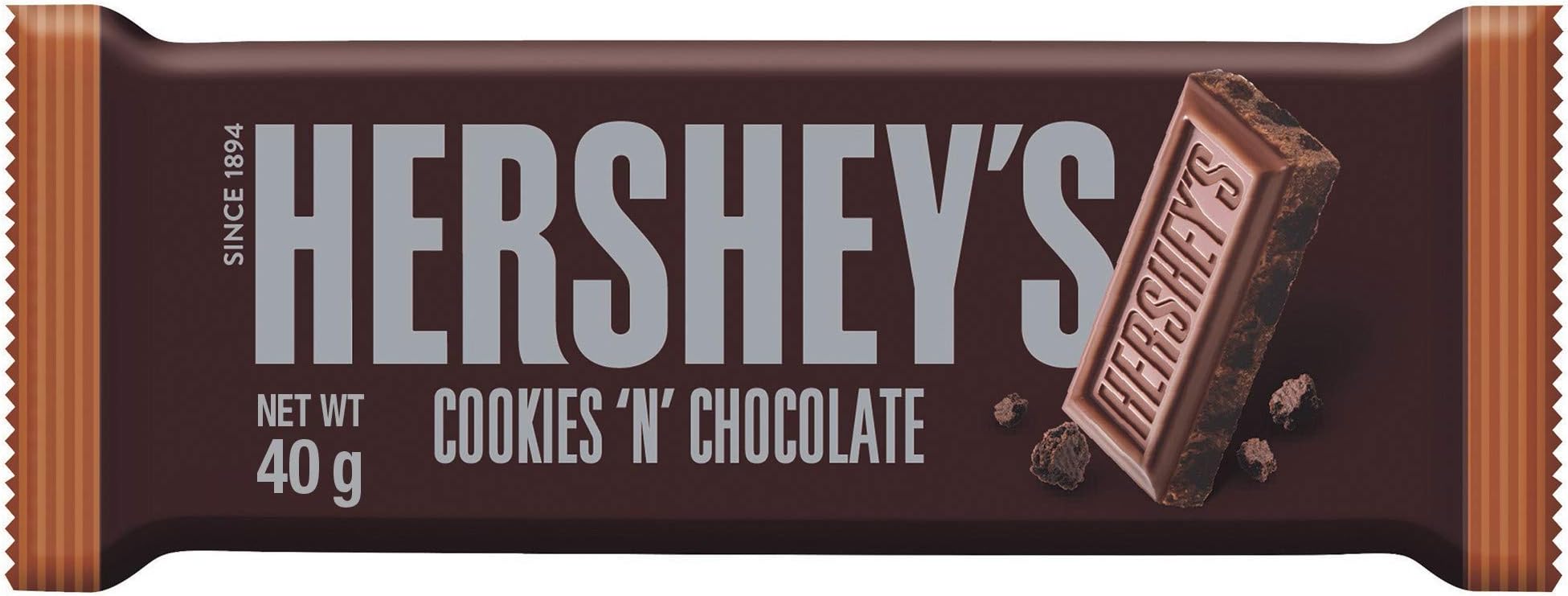 Hershey’s Cookies ‘n’ Chocolate Bar, Chocolate Flavour with Cookie Pieces, 40 g