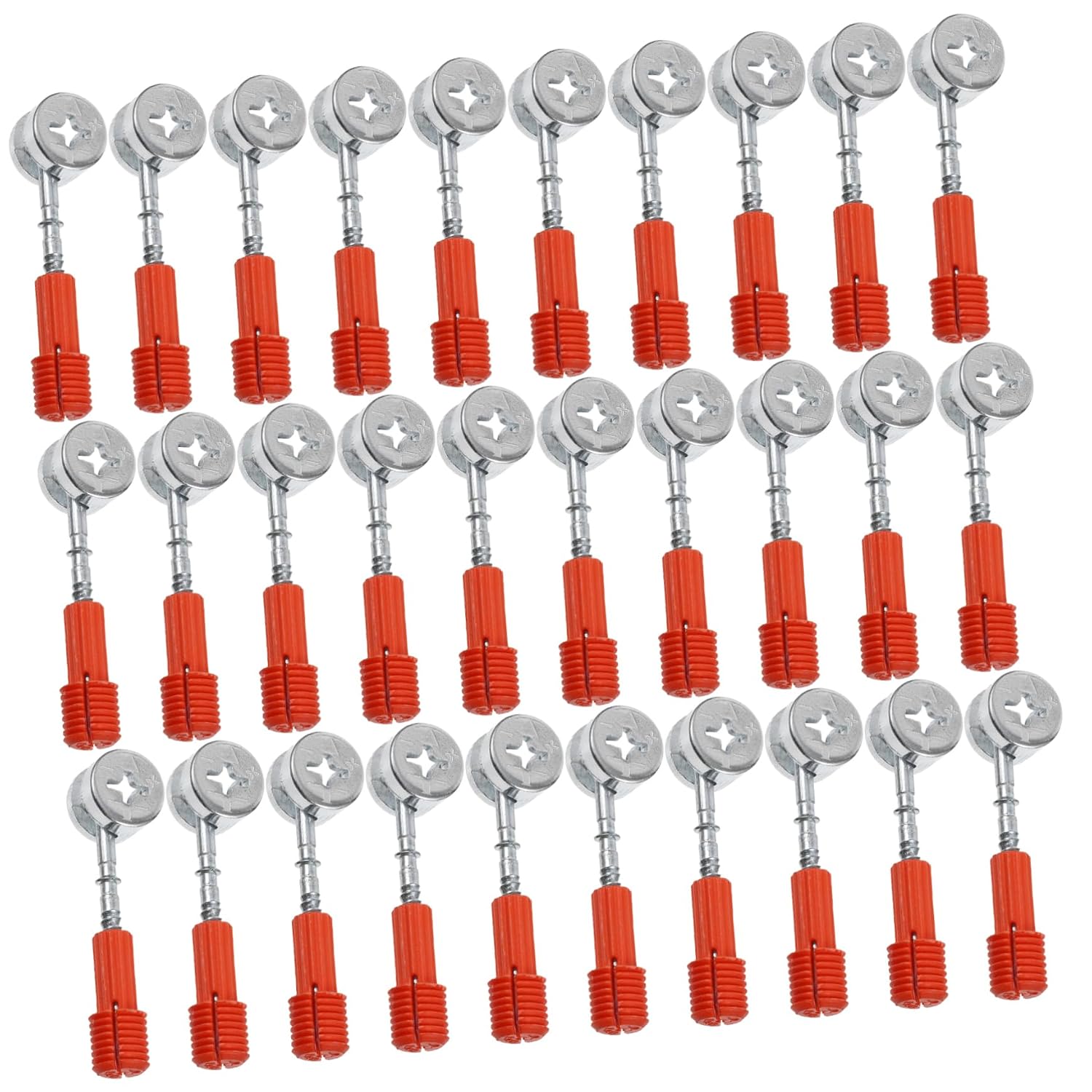 PRETYZOOM 30 Sets Furniture Quick Connectors 3-in-1 Fitting for Cabinet and Wardrobe Pre-Inserted Nut and Iron Dowel Hardware Accessories