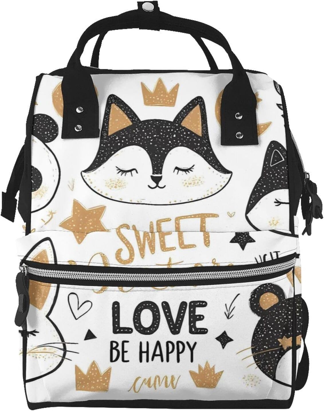 Funny Animals Series Pattern Diaper Bag Backpack Multifunctional Baby Bags for Baby Girls & Boys Large Capacity Travel Diaper Bags for Moms and Dads