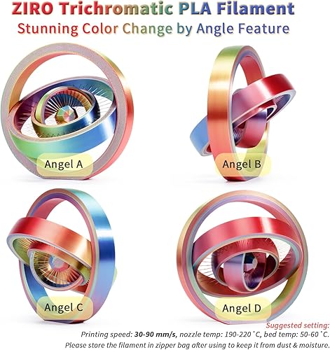 Miniatura 2 de ZIRO Filamento PLA de coextrusión de seda de coextrusión de triple color, filamento de impresora 3D de 0.069in para impresora 3D y bolígrafo 3D,