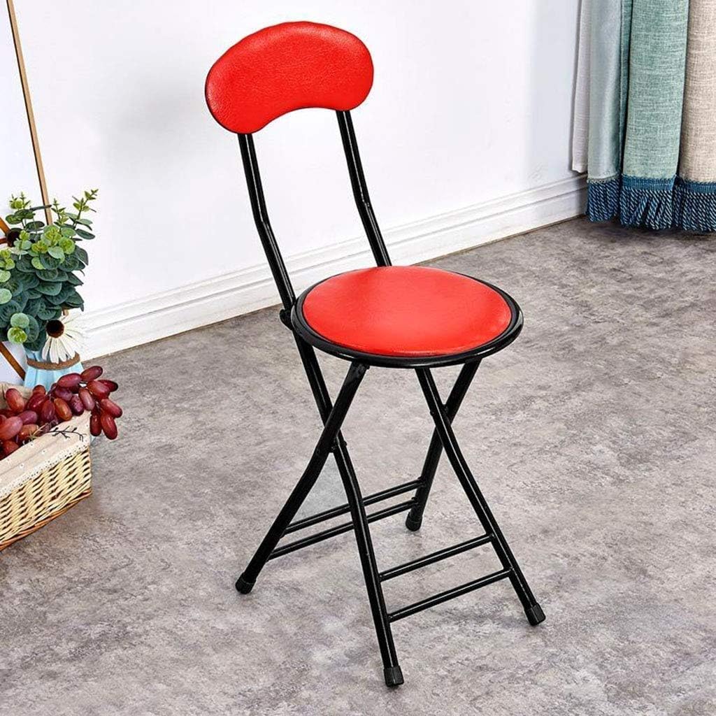 Padded Folding Stool Office Chair High Backrest Kitchen Dining Bar(D)