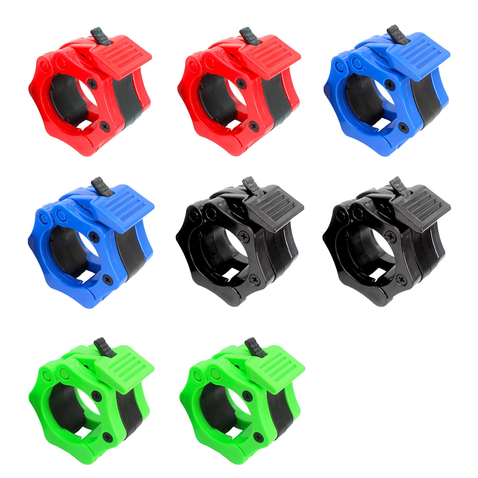 8PCS Barbell Clips, 2.5cm/1 Inch Non-Slip Barbell Clips, Weightlifting Training Locks Barbell Clamp, Release Locking Barbell Collars for Workout Weightlifting Strength Training(4 Colors)