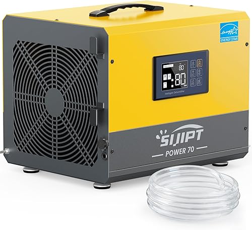 Deshumidificador de espacio de arrastre con bomba, deshumidificador comercial Sijipt de 70 pintas para sótano, deshumidificador Energy Star con